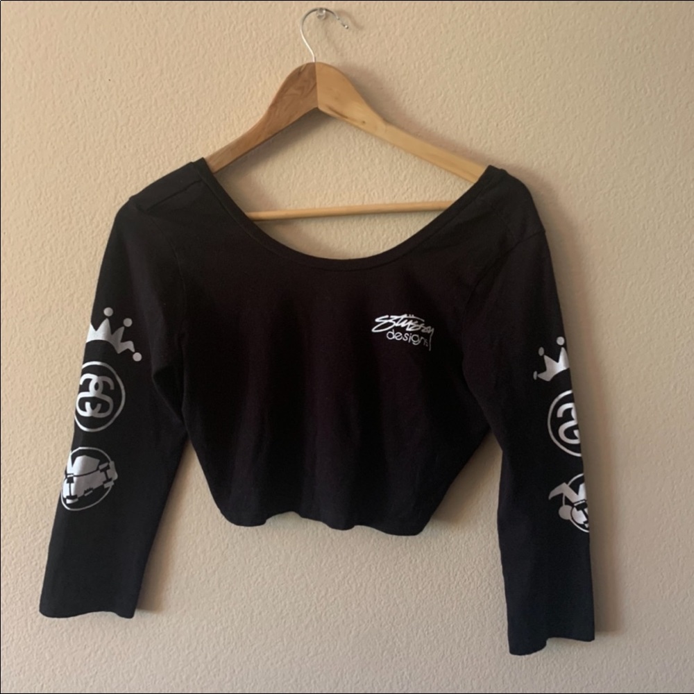 stussy long sleeve crop top